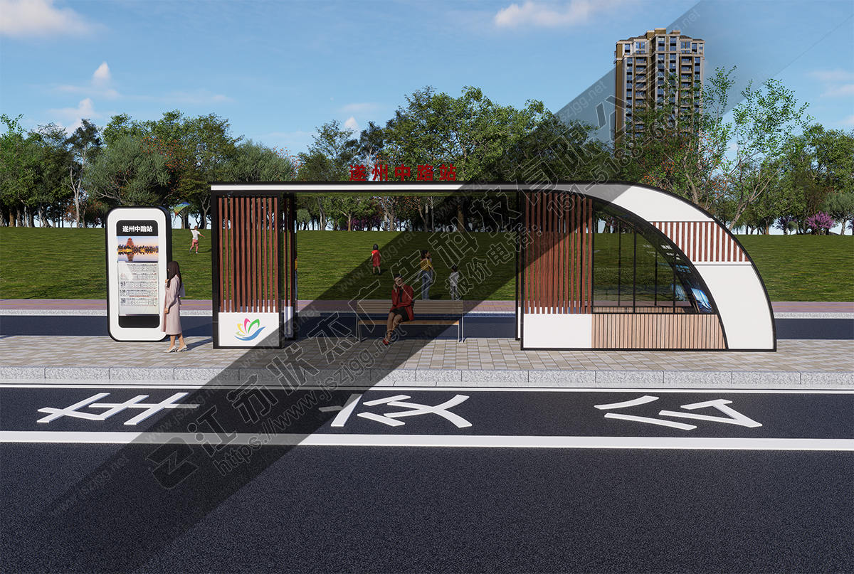 半封閉公交車站候車亭圖片