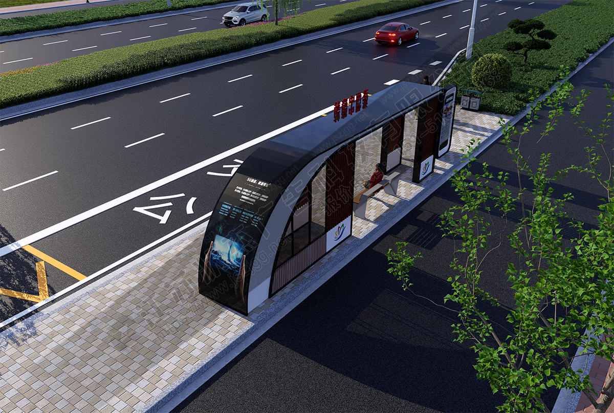 半封閉公交車站候車亭圖片