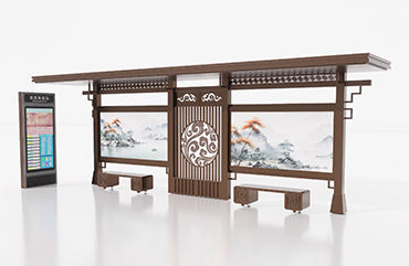 中式仿古公交站臺(tái)設(shè)計(jì)效果圖片